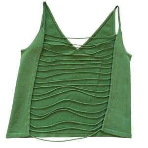 Bebe Y2K Moda Green Knit V-Neck Cami Top Multi-Strap Open Back Sleeveless Size M